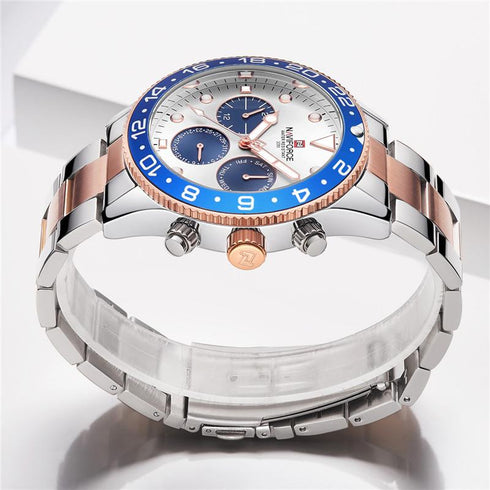 Naviforce Men's Two Tone Rose Gold Chronograph! - 1 Year Warranty! - Limited Edition - Luxury Collection!