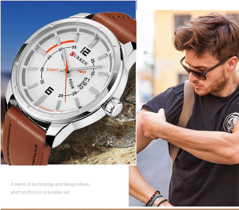 Curren Vintage Look! - Modern Brown! - Sparkling Dial! - Date Function! - Box Packaging! - Water Resistant! - 1 Year Warranty!