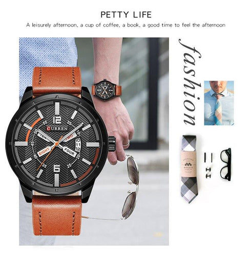 Curren Men's Vintage Look! - Classic Black & Brown! - Sparkling Dial! - Date Function! - Box Packaging! - Water Resistant! - 1 Year Warranty!