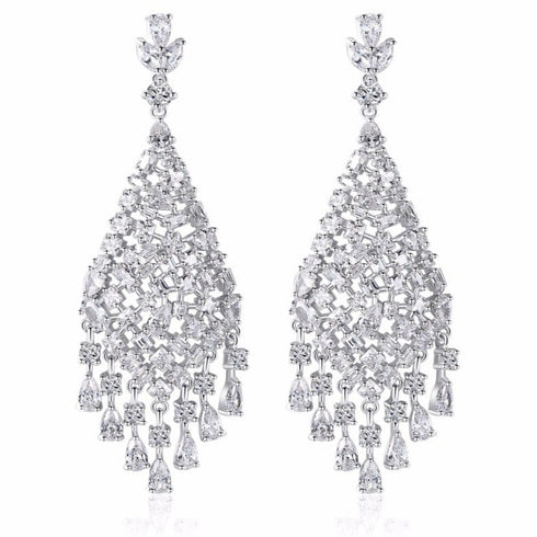 Diamond Fall Earrings - AAA Sparkling Cubic Zirconia - Free Box Packaging
