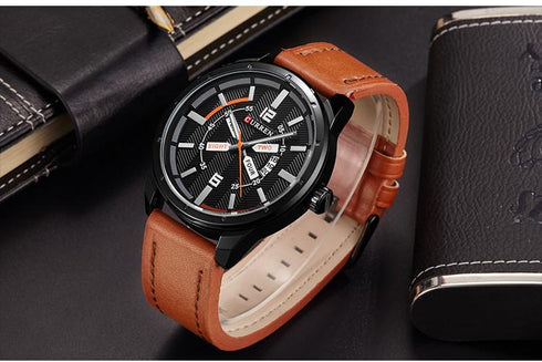 Curren Men's Vintage Look! - Classic Black & Brown! - Sparkling Dial! - Date Function! - Box Packaging! - Water Resistant! - 1 Year Warranty!