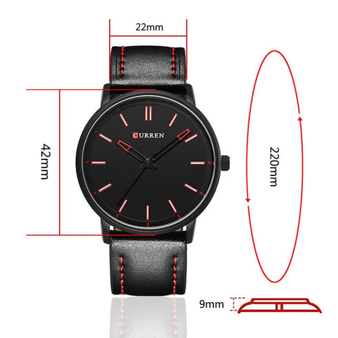 Curren Ultra Thin Watch! - Jet Black Genuine Leather! - Slim & Minimalist Design! - 1 Year Warranty! -