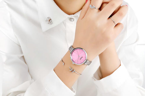 Curren Women's Two Tone Hot Pink Dial! - Stainless Steel! - Hot Seller! - 1 Year Warranty!