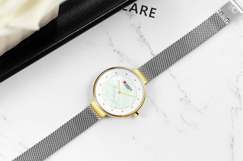 Curren Elegance of Steel! - Women's Watch - Metallic Silver & Gold! - Adjustable Steel Strap! - Two Hand Design! - 1 Year Warranty!