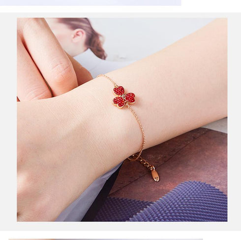 Rose Gold Plated Clover Design Bracelet! - Embellished with Swarovski® Crystal Elements! - Hot Seller! - Luxury Collection!