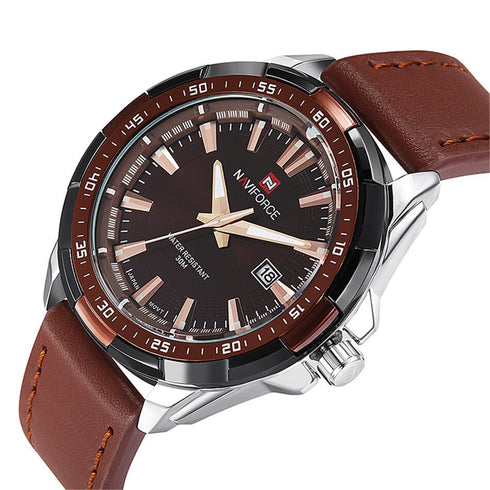 Naviforce Eclipse - Men's Watch - Classic Brown - Genuine Leather! - 1 Year Warranty! - Free Box Packaging! Hot Seller!