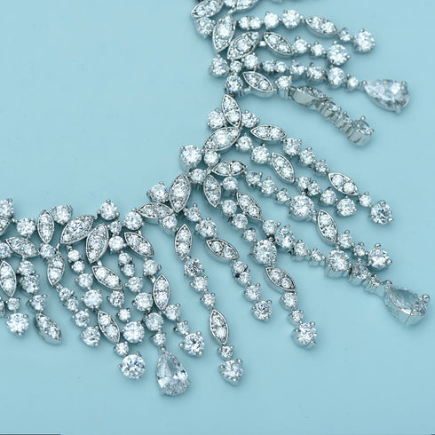 Zenia Jewellery Set - Necklace + Earrings - AAA Sparkling Cubic Zircon - Imitation Jewellery - Free Box Packaging