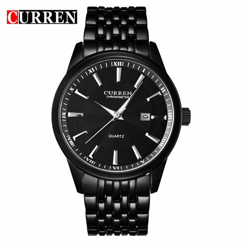 Curren Men's Watch - Black & Black - Date Function - 1 Year Warranty - Free Box Packaging - 3 ATM Water Resistant
