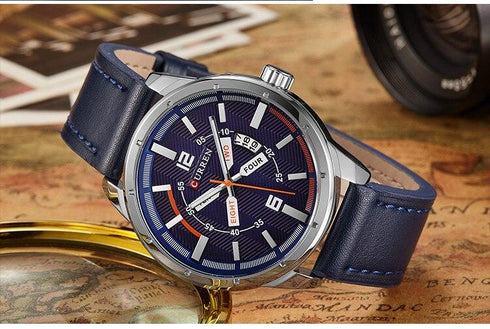 Curren Men's Vintage Look! - Classic Blue! - Sparkling Dial! - Date Function! - Box Packaging! - Water Resistant! - 1 Year Warranty!