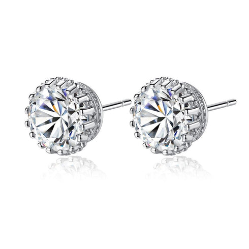 Sarah Stud Earrings - White Gold Plated - AAA Cubic Zirconia - Free Box Packaging!