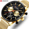 Curren Black & Gold Adjustable Steel Strap Chronograph - 1 Year Warranty!