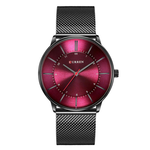 Curren Men's Jet Black Steel! - Ultra Thin! - Sexy Purple! - Adjustable Steel Strap - Bold Fashion! - 1 Year Warranty!