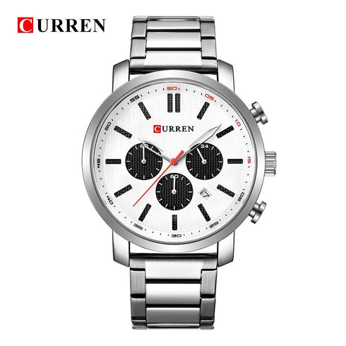 Curren Men's Sparkling All Steel! - Chronograph! - Stainless Steel Strap! - Box Packaging! - Water Resistant 3ATM! - 1 Year Warranty!