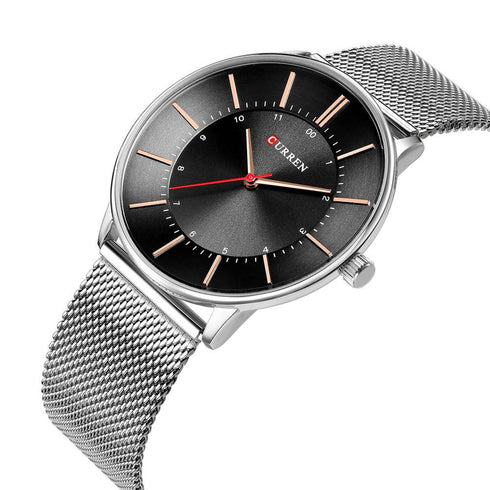 Curren Black & Silver Attack! - Date Function! - 3D Hollow Dial Design! - Adjustable Stainless Steel Strap! - 1 Year Warranty!