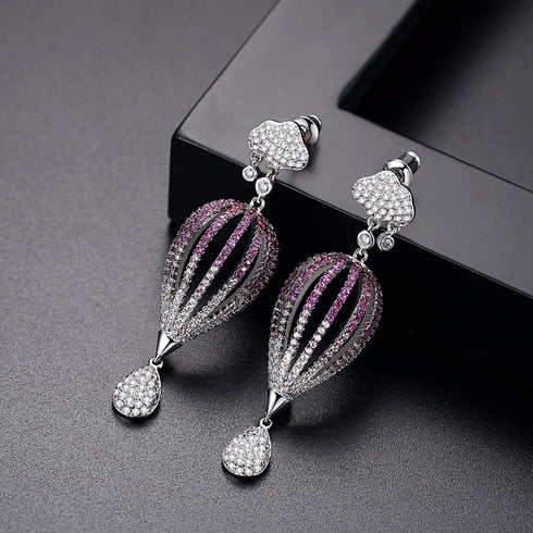 Purple Party Earrings - AAA Sparkling Cubic Zirconia - Free Box Packaging