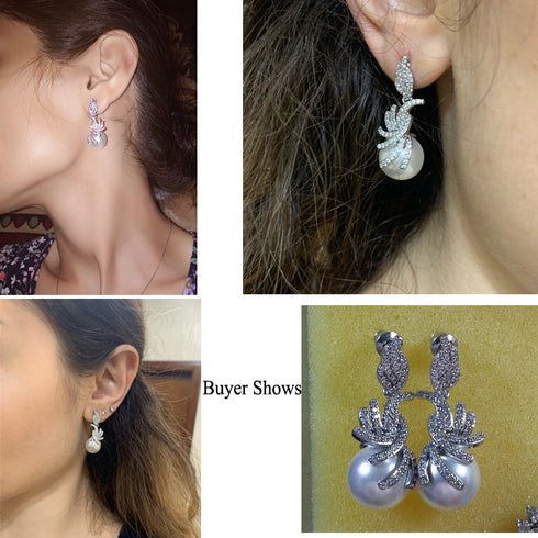 Pearl Party Earrings - Statement Jewellery - Cubic Zircon - Box Packaging