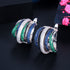 Green Blue Plated Twisted Hoops Party Earrings - Statement Jewellery - Cubic Zircon - Box Packaging