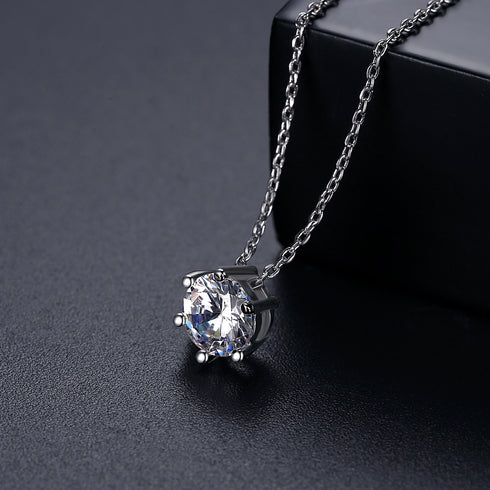 Simplicity Necklace - White Gold Plated - AAA Cubic Zirconia - Free Box Packaging!