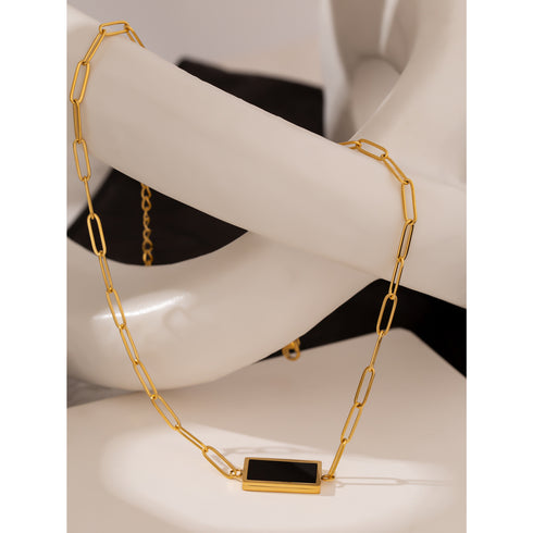 Contemporary - Necklace - 18K Genuine Gold Plated over Pure Stainless Steel - Non Tarnish - Chic Design! - Free Box Packaging!