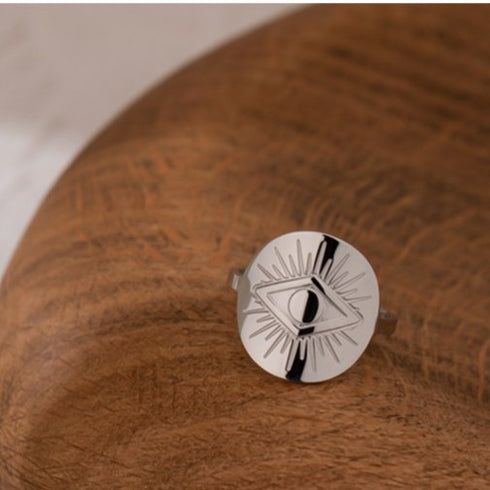 Istanbul - Adjustable Ring - Sparkling Stainless Steel - Non Tarnish - Chic Design! - Free Box Packaging!