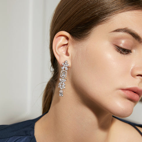 Luxury Fall Earrings - AAA Sparkling Cubic Zirconia - Free Box Packaging