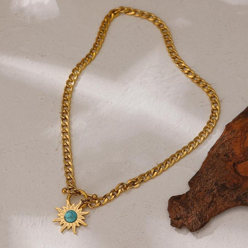 Moonstar Thick Necklace - 18K Genuine Gold Plated over Pure Stainless Steel! - Chic Design! - Free Box Packaging!