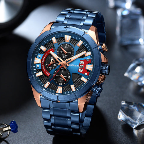 Curren Ultra (Millennial Blue) - Men's Watch - 1 Year Warranty - Chronograph - 3 ATM Water Resistant