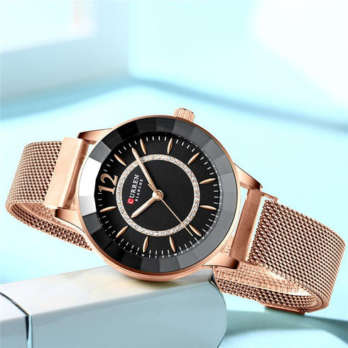 Curren Amour - Women's Watch - Rose Gold & Black! - Crystal Party! - Sparkling Magnetic Strap! - Water Resistant! - 1 Year Warranty!