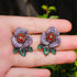 Flower Stud Earrings - Statement Jewellery - Cubic Zircon - Box Packaging