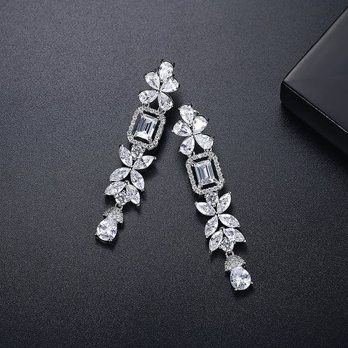 Luxury Fall Earrings - AAA Sparkling Cubic Zirconia - Free Box Packaging