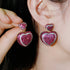Double Heart Party Earrings - Statement Jewellery - Cubic Zircon - Box Packaging