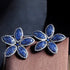 Blue Flower Party Earrings - Statement Jewellery - Cubic Zircon - Box Packaging
