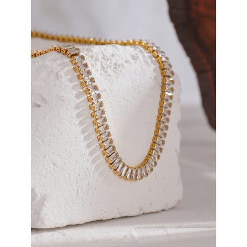 Shine With Me Choker Necklace - 18K Genuine Gold Plated over Pure Stainless Steel - Chic Design! - Free Box Packaging!