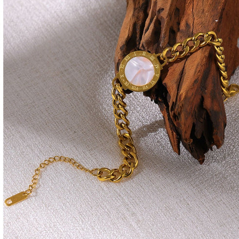 Livia Necklace - Double Sided Shell White/Black - 18K Genuine Gold Plated over Pure Stainless Steel! - Chic Design! - Free Box Packaging!