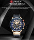 Curren Men's Futuristic Design! - Chronograph! - Blue & Rose Gold! - Ultra Soft Leather! - 1 Year Warranty! - Ultra Slim!