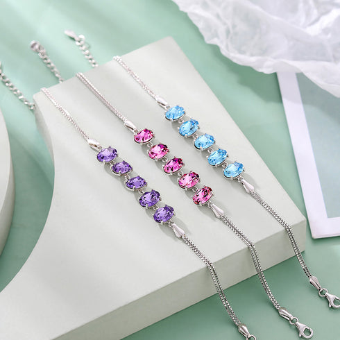 Viviana Bracelet - Adjustable - S925 Sterling Silver Necklace - AAA Cubic Zirconia Stones - Free Box Packaging