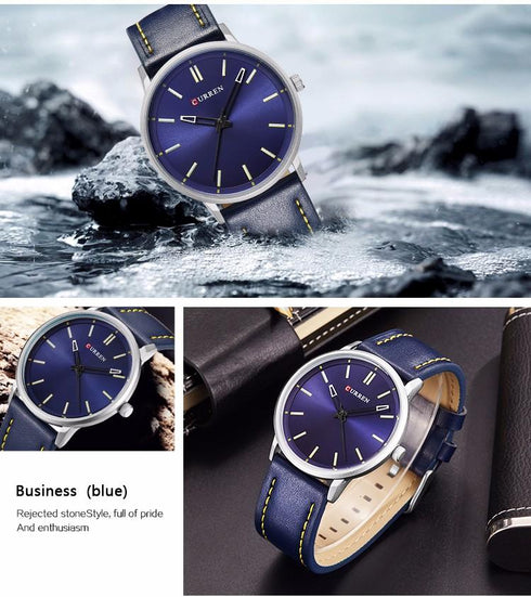Curren Ultra Thin Watch! - All Blue Dial! - Genuine Leather! - Slim & Minimalist Design! - 1 Year Warranty!
