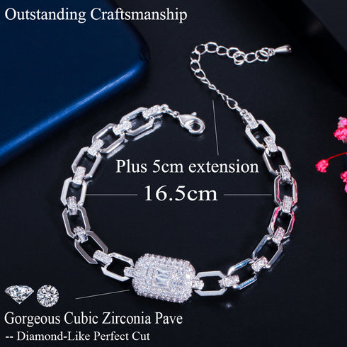 Silver Plated Turkish Bracelet - Statement Jewellery - Cubic Zircon - Box Packaging