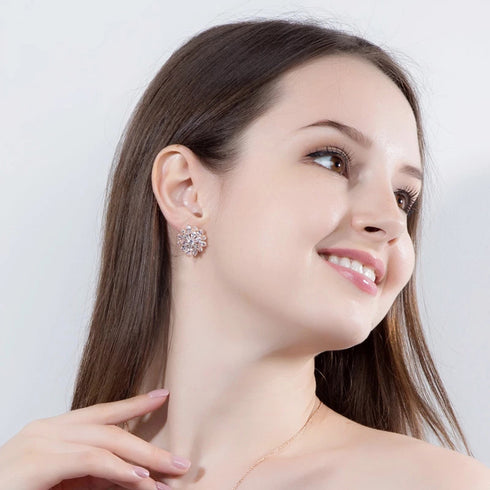 Flower Studs - Statement Jewellery - Cubic Zircon - Box Packaging