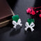 Green Bow Party Earrings - Statement Jewellery - Cubic Zircon - Box Packaging