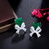 Green Bow Party Earrings - Statement Jewellery - Cubic Zircon - Box Packaging