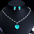 Mermaid Green Love Party Set - Earrings & Necklace - Statement Jewellery - Cubic Zircon - Box Packaging