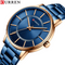 Curren Simplicity (Sparkling Rose Gold & Blue) - Men's Watch - 1 Year Warranty - Free Box Packaging - 3 ATM Water Resistant