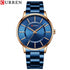 Curren Simplicity (Sparkling Rose Gold & Blue) - Men's Watch - 1 Year Warranty - Free Box Packaging - 3 ATM Water Resistant