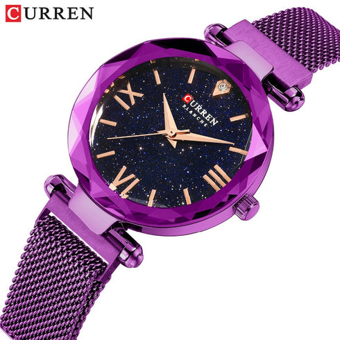 Curren Glitter (Royal Purple) - Women's Watch - Adjustable Magnetic Strap! - Water Resistant - 1 Year Warranty