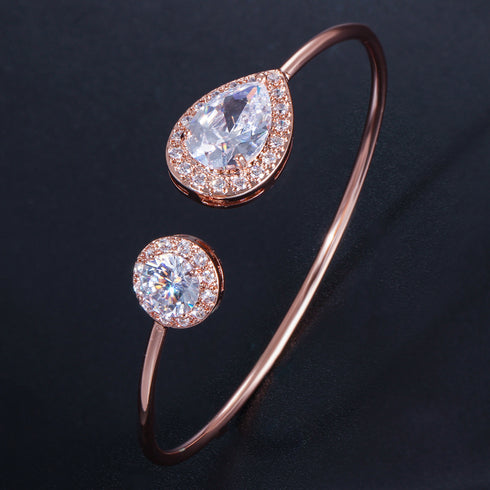 Pear Cut Party Rose Gold Plated Bangle - Statement Jewellery - Cubic Zircon - Box Packaging