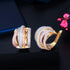 Three Tone Gold Plated Twisted Hoops Party Earrings - Statement Jewellery - Cubic Zircon - Box Packaging