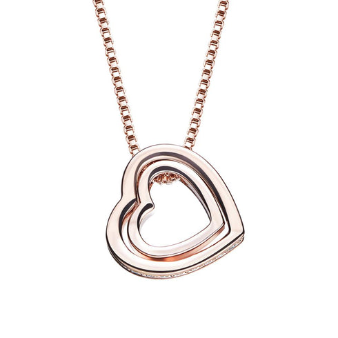 Layers of Love Necklace - Rose Gold Plated - AAA+ Cubic Zircon Stones - Modern Design - Free Box Packaging