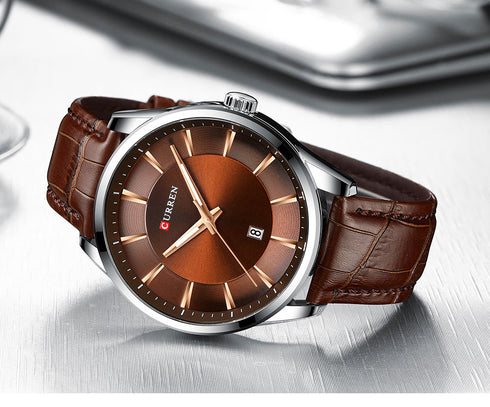 Curren Alpine - Men's Watch - Classic Brown - Genuine Ultrasoft Leather! - Hot Seller! - 1 Year Warranty!