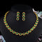 Gold & Green Party Set - Earrings & Necklace - Statement Jewellery - Cubic Zircon - Box Packaging